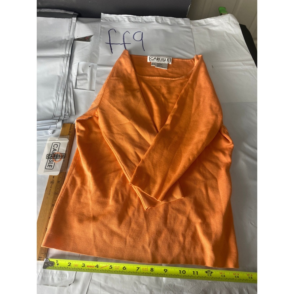 Carlisle Silk Blend Knit Square Neck Sweater Orange Womens Size XL FF9